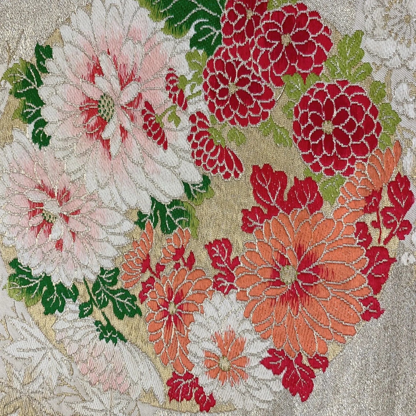 6613# Japanese Vintage Fukuro Obi Belt Kimono Fabric Silk Traditional Embroidery　