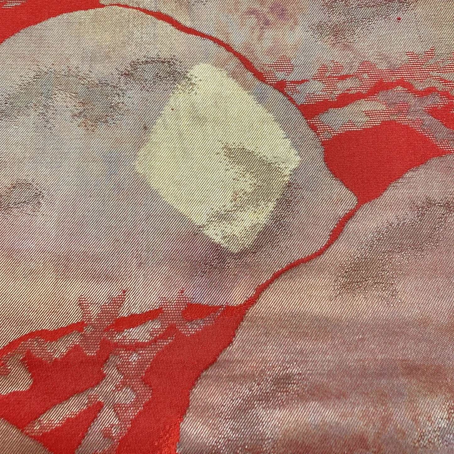 6614# Japanese Vintage Fukuro Obi Belt Kimono Fabric Silk Traditional Red