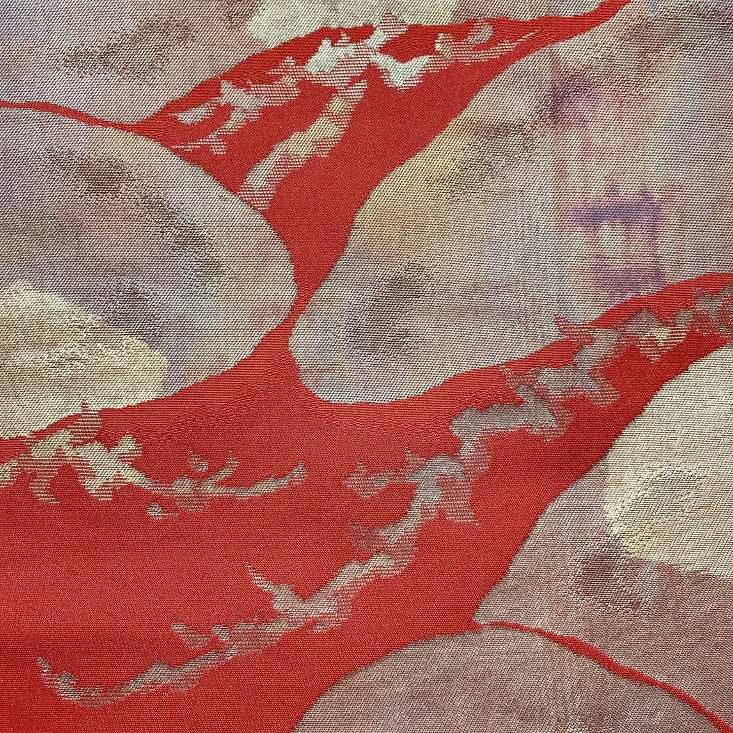 6614# Japanese Vintage Fukuro Obi Belt Kimono Fabric Silk Traditional Red