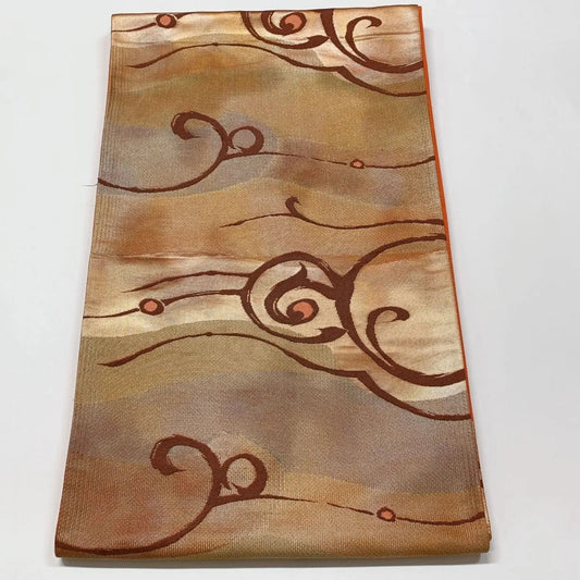 6599# Japanese Vintage Fukuro Obi Belt Kimono Fabric Silk Traditional 　