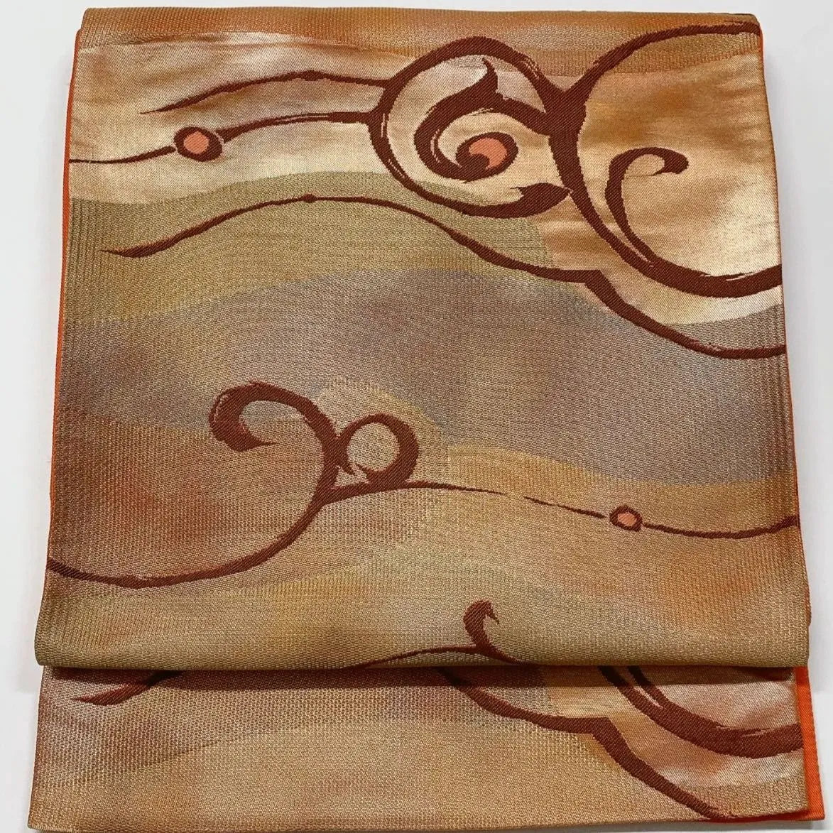 6599# Japanese Vintage Fukuro Obi Belt Kimono Fabric Silk Traditional 　