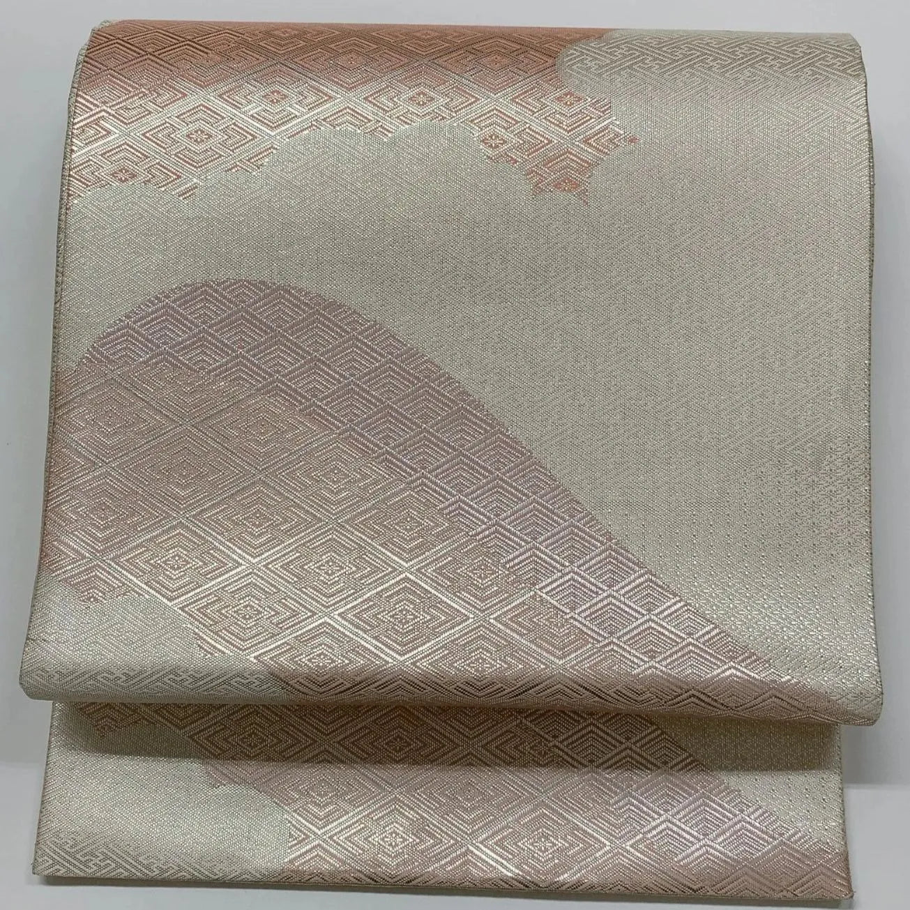 6600# Japanese Vintage Fukuro Obi Belt Kimono Fabric Silk Traditional Silver