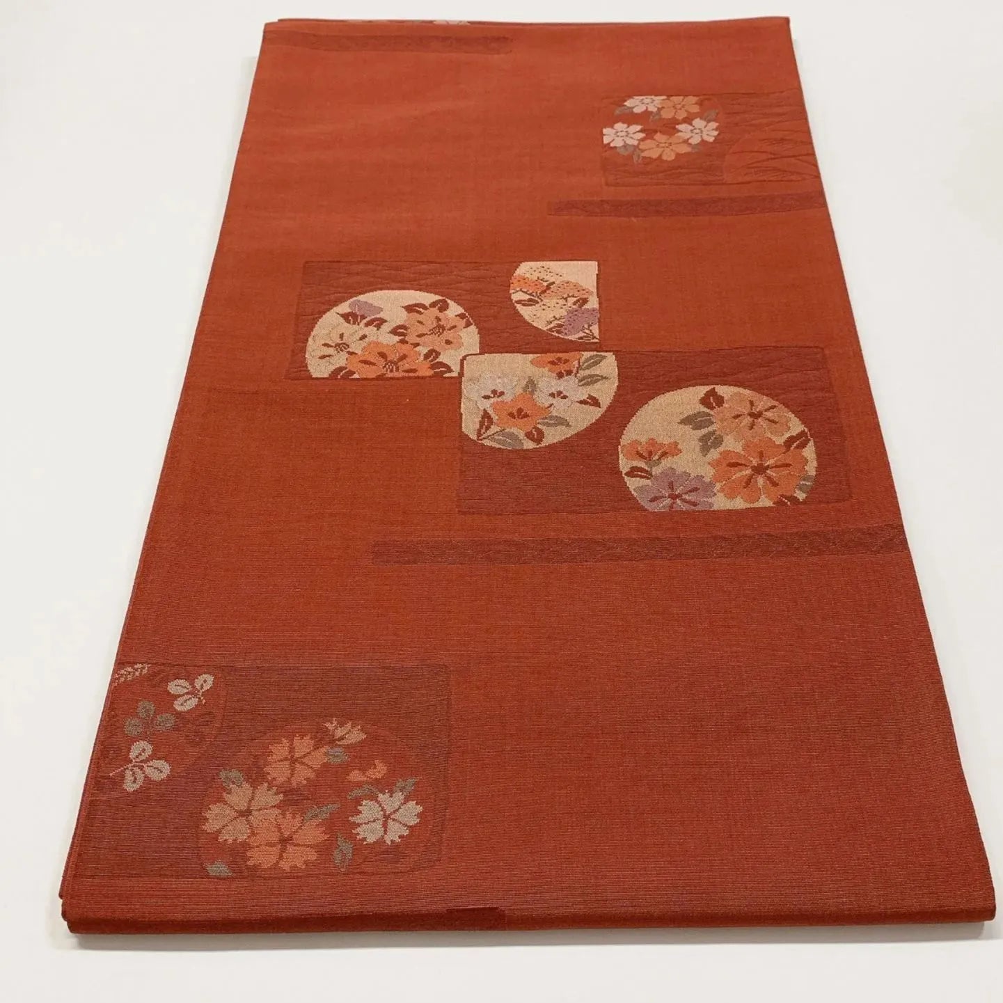 6604# Japanese Vintage Fukuro Obi Belt Kimono Pongee Fabric Silk Traditional 　