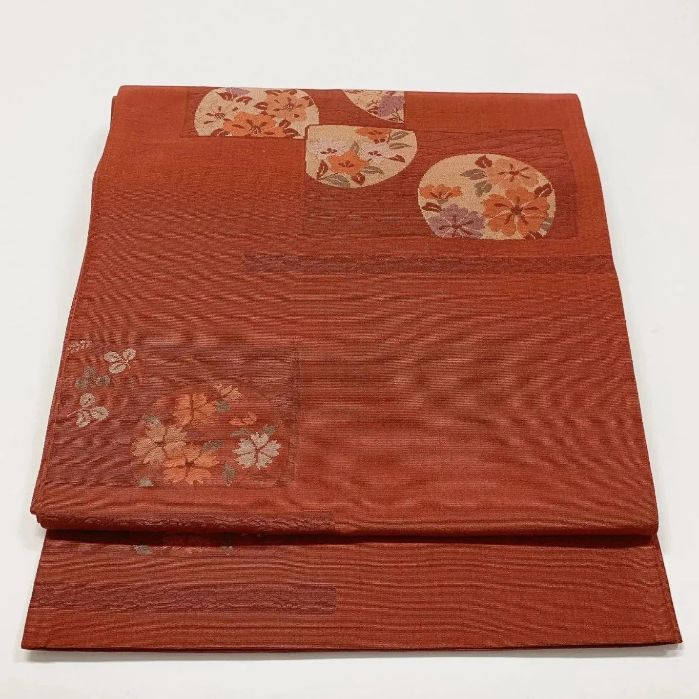 6604# Japanese Vintage Fukuro Obi Belt Kimono Pongee Fabric Silk Traditional 　