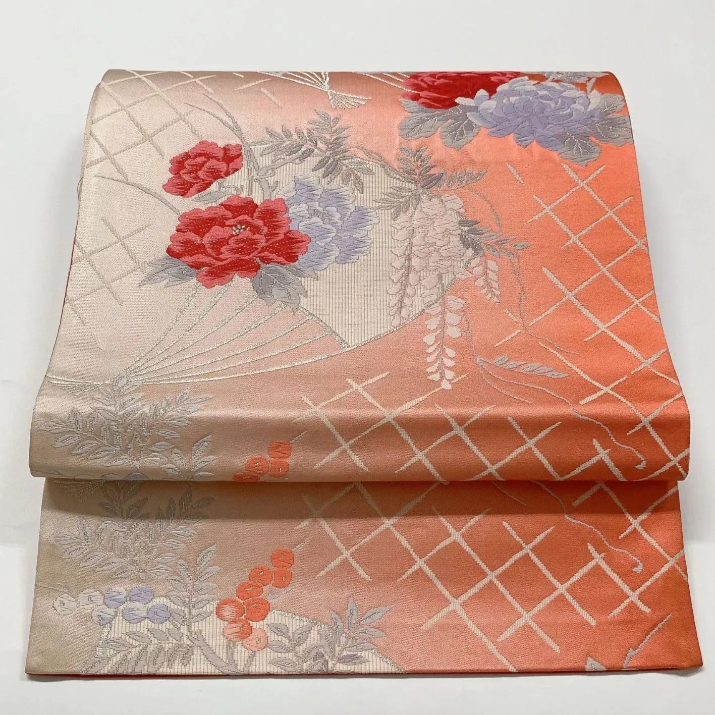 6605# Japanese Vintage Fukuro Obi Belt Kimono Fabric Silk Traditional