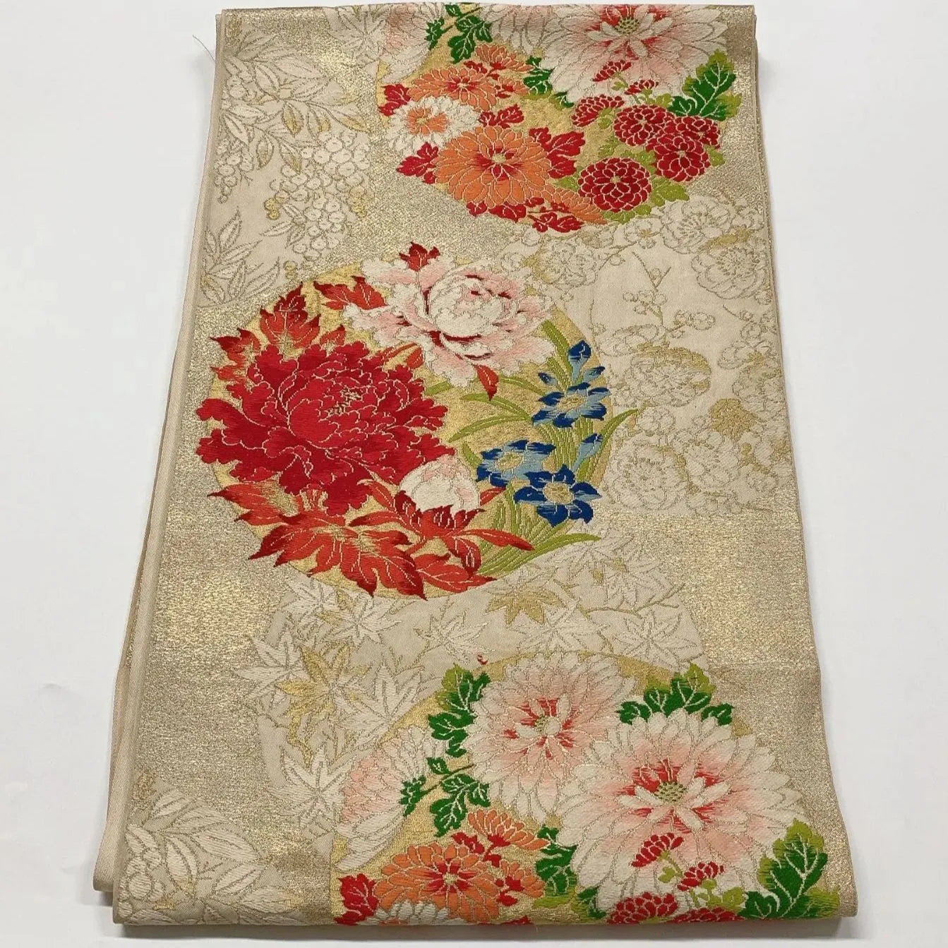 6613# Japanese Vintage Fukuro Obi Belt Kimono Fabric Silk Traditional Embroidery　