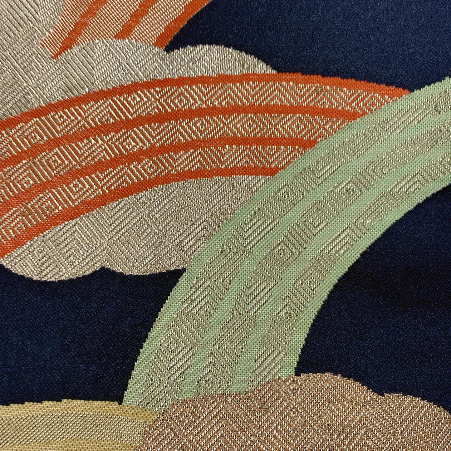 6622# Japanese Vintage Fukuro Obi Belt Kimono Fabric Silk Traditional Black