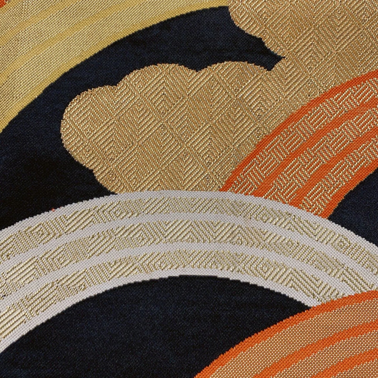 6622# Japanese Vintage Fukuro Obi Belt Kimono Fabric Silk Traditional Black