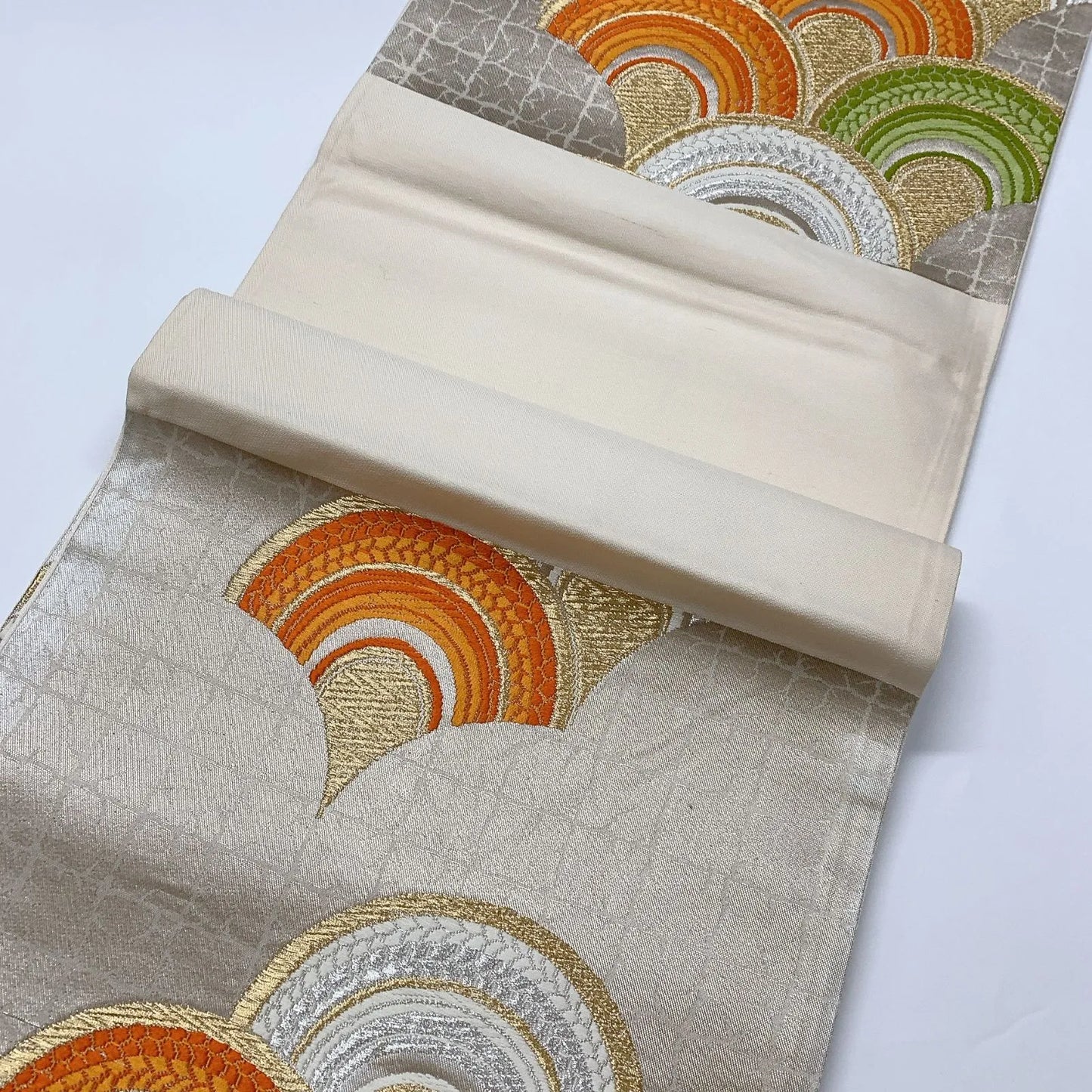 6624# Japanese Vintage Fukuro Obi Belt Kimono Fabric Silk Traditional Embroidery