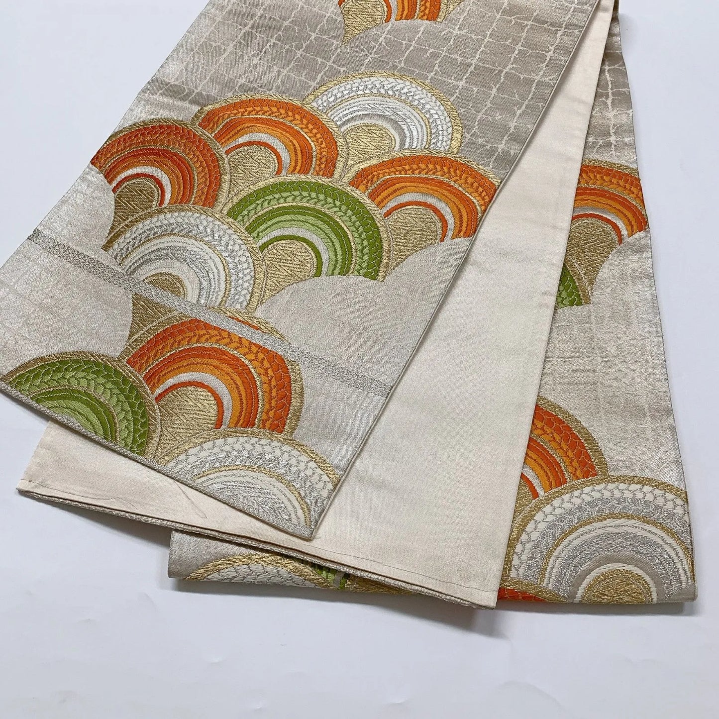 6624# Japanese Vintage Fukuro Obi Belt Kimono Fabric Silk Traditional Embroidery