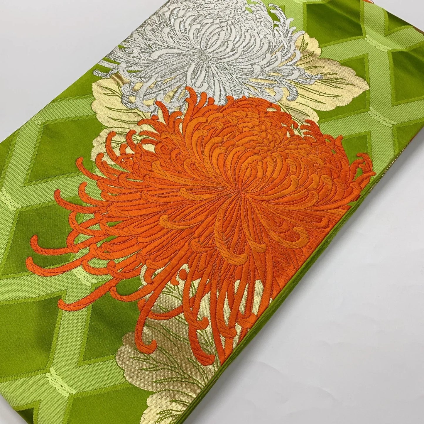 6631# Japanese Vintage Fukuro Obi Belt Kimono Fabric Silk Traditional Embroidery