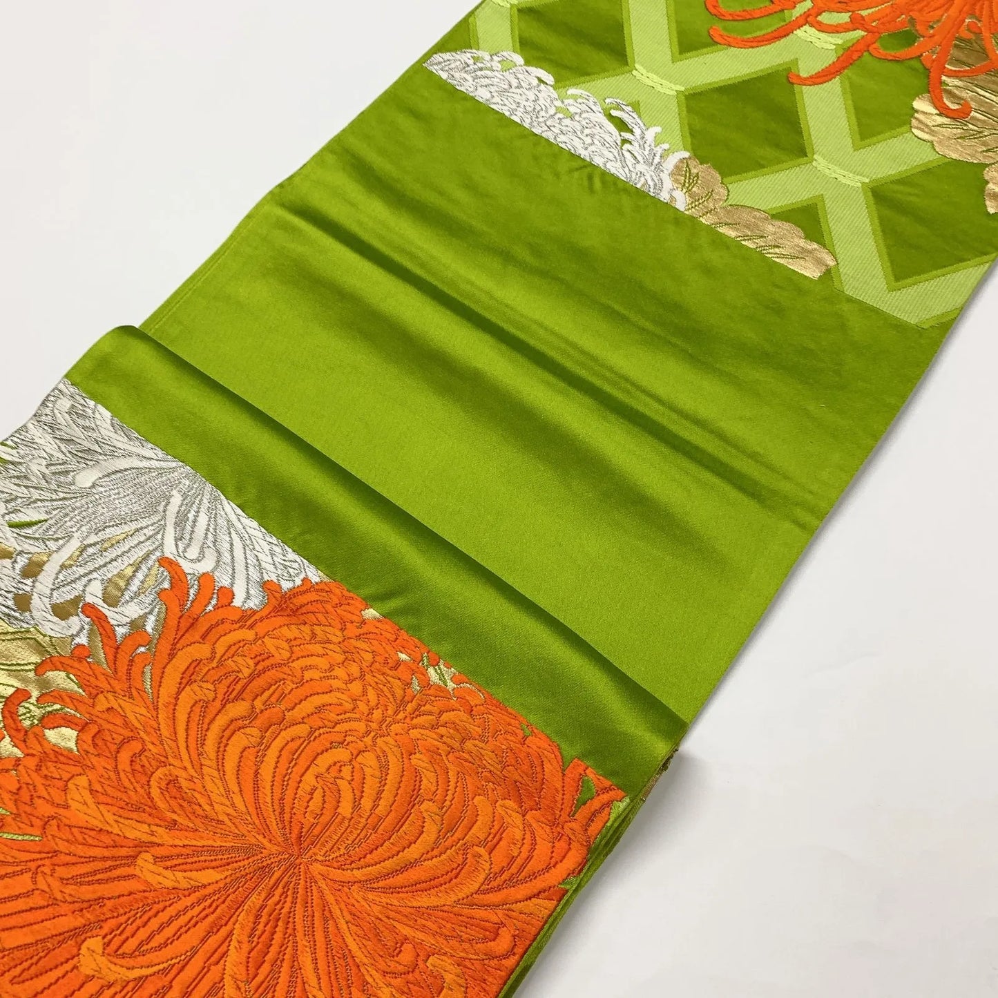 6631# Japanese Vintage Fukuro Obi Belt Kimono Fabric Silk Traditional Embroidery