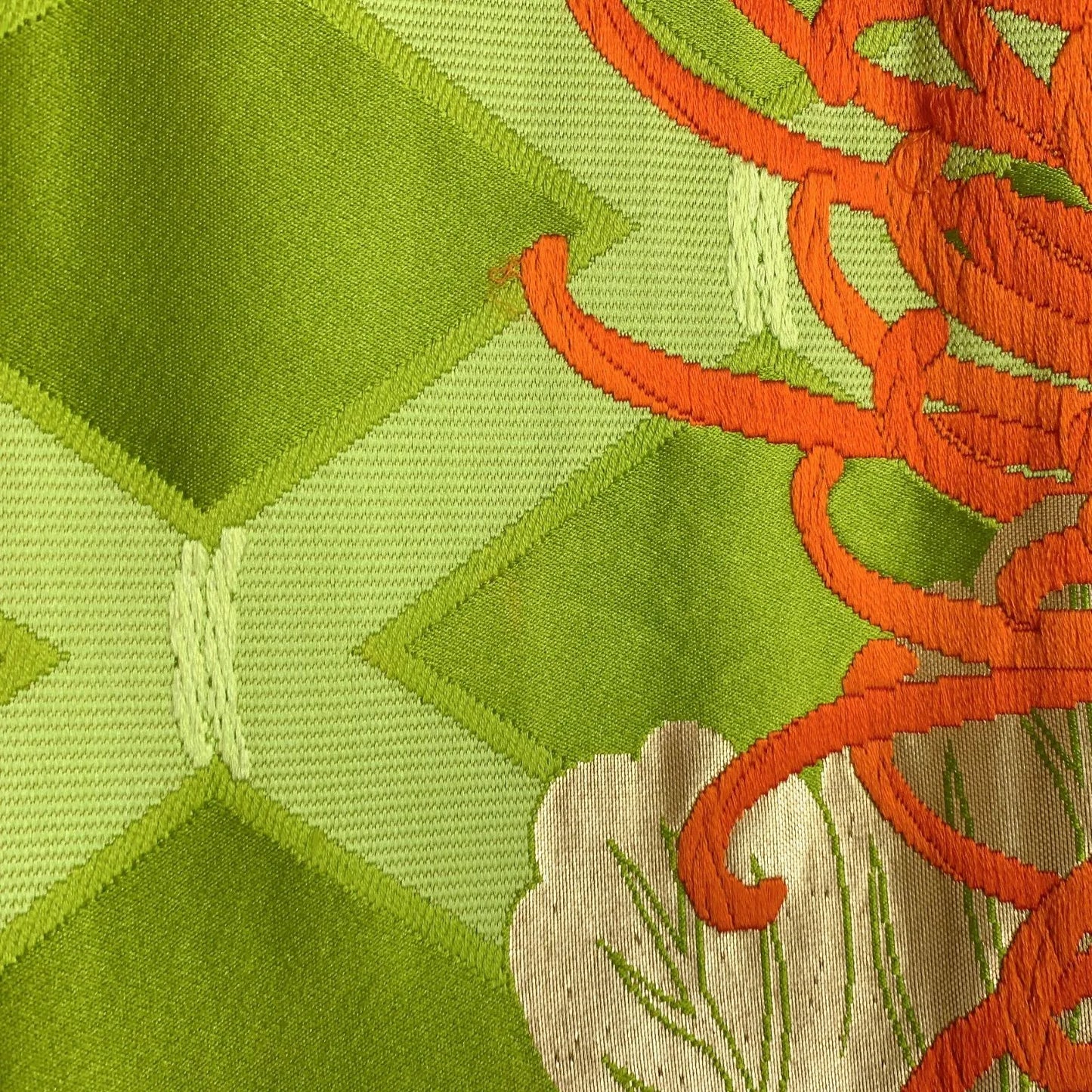 6631# Japanese Vintage Fukuro Obi Belt Kimono Fabric Silk Traditional Embroidery