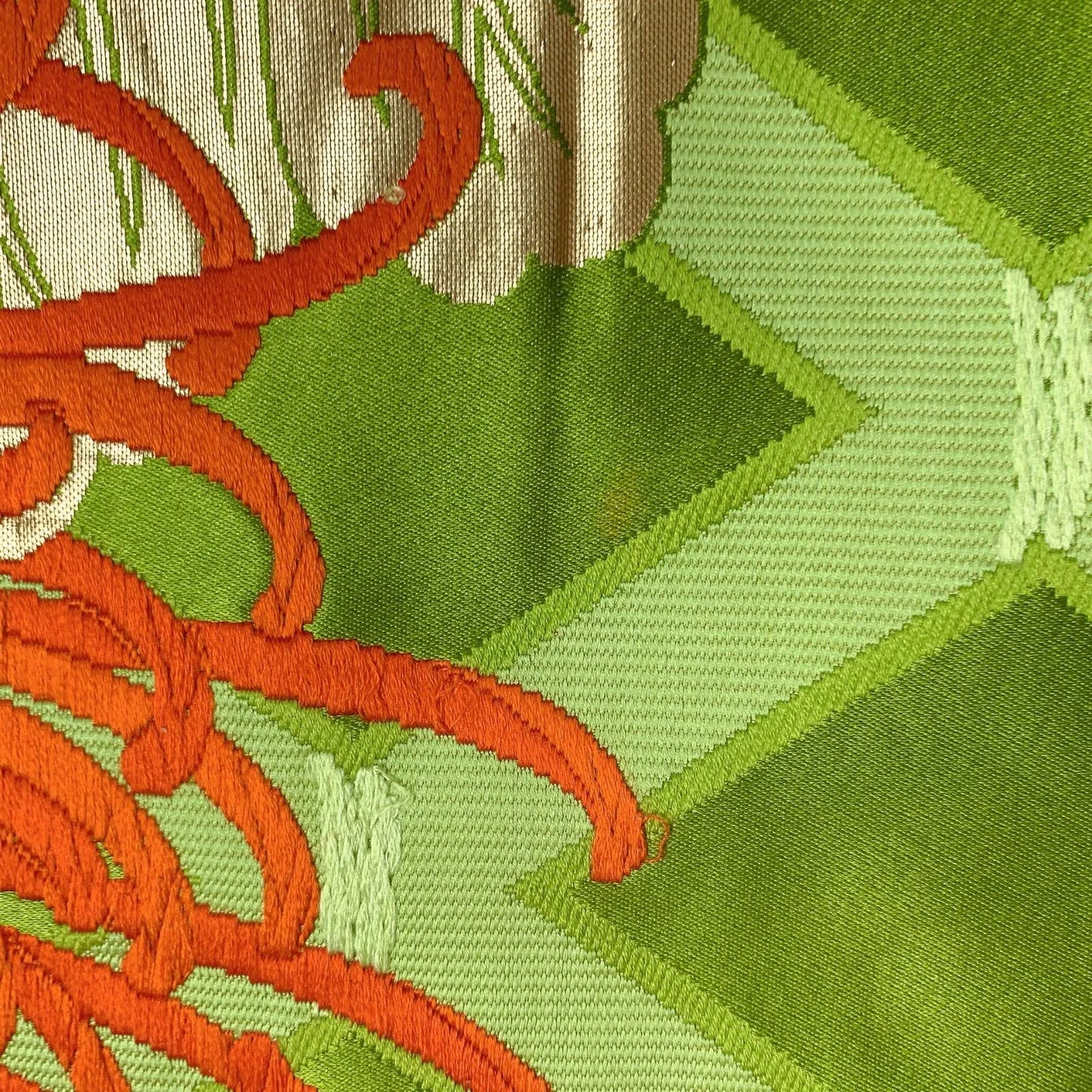 6631# Japanese Vintage Fukuro Obi Belt Kimono Fabric Silk Traditional Embroidery