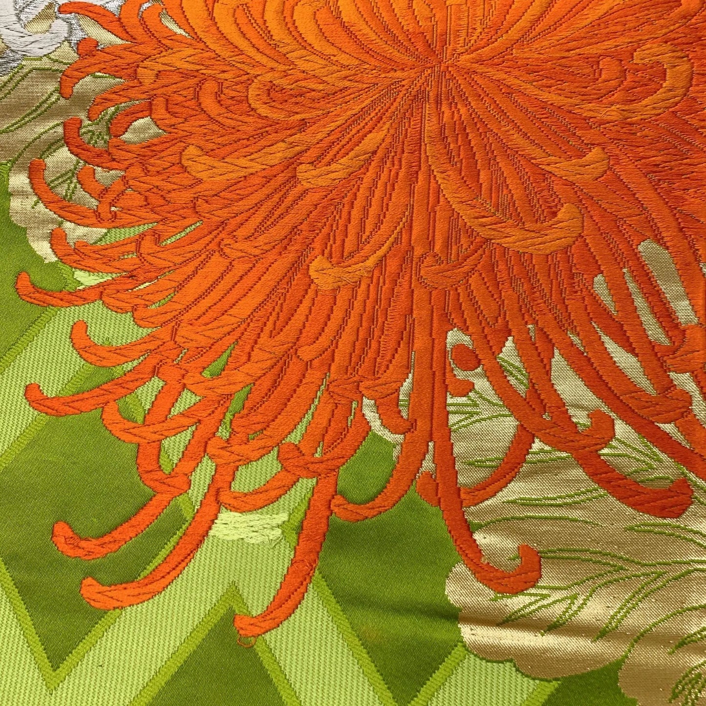 6631# Japanese Vintage Fukuro Obi Belt Kimono Fabric Silk Traditional Embroidery