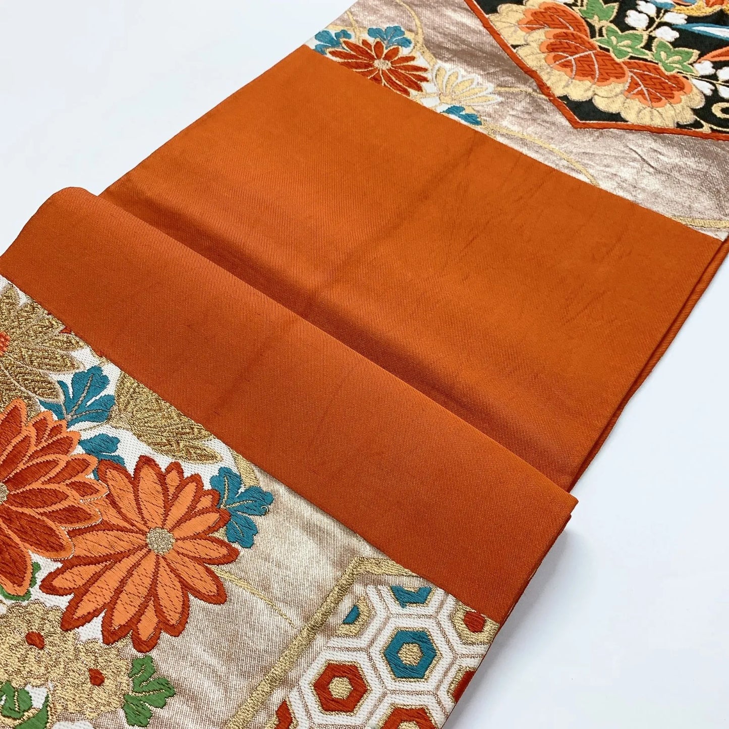 6632# Japanese Vintage Fukuro Obi Belt Kimono Fabric Silk Traditional