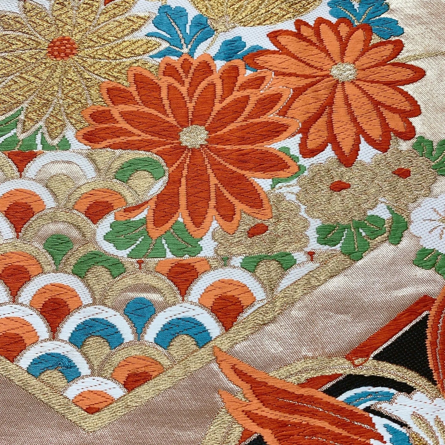 6632# Japanese Vintage Fukuro Obi Belt Kimono Fabric Silk Traditional