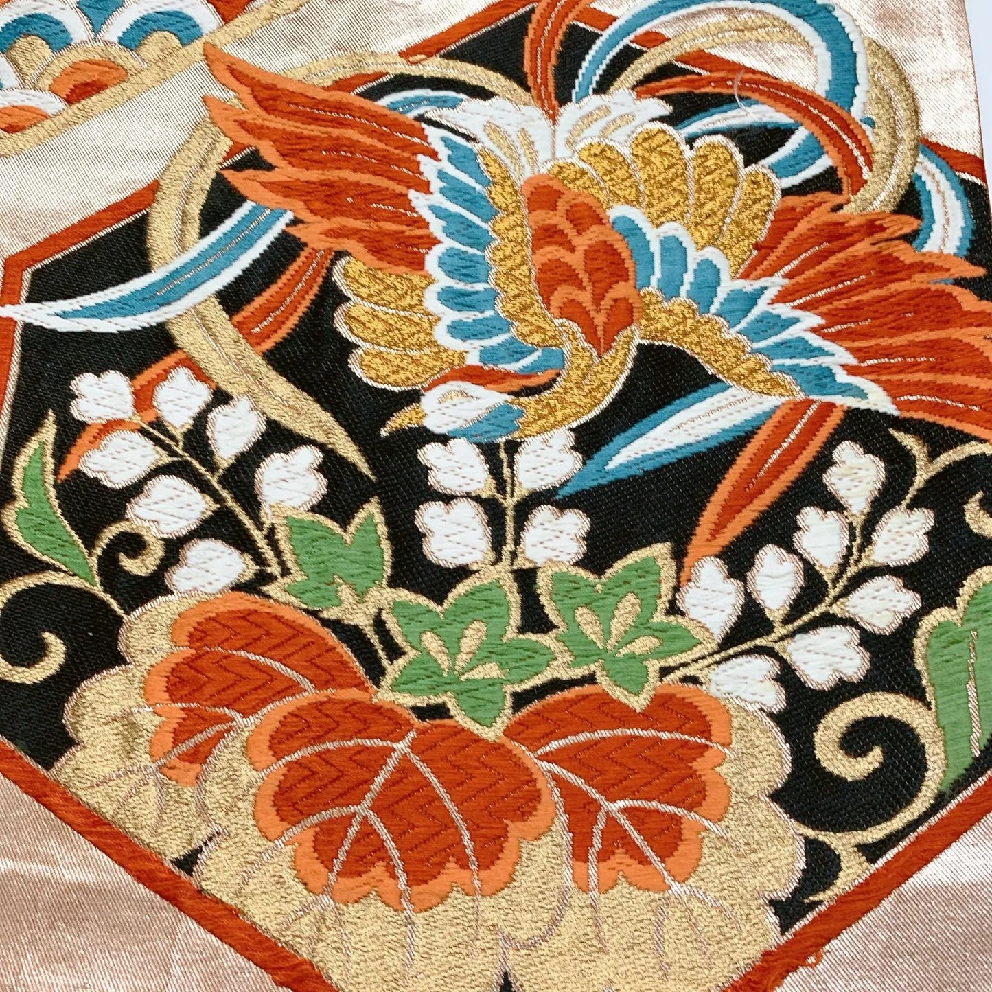 6632# Japanese Vintage Fukuro Obi Belt Kimono Fabric Silk Traditional