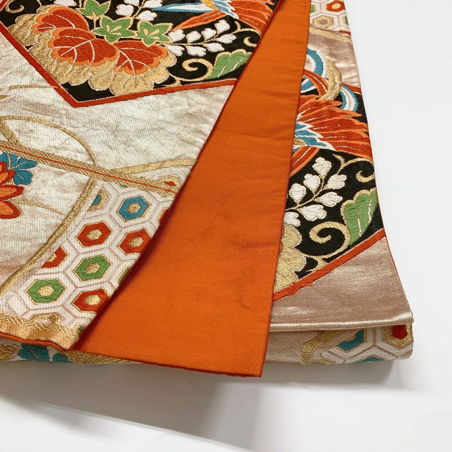 6632# Japanese Vintage Fukuro Obi Belt Kimono Fabric Silk Traditional