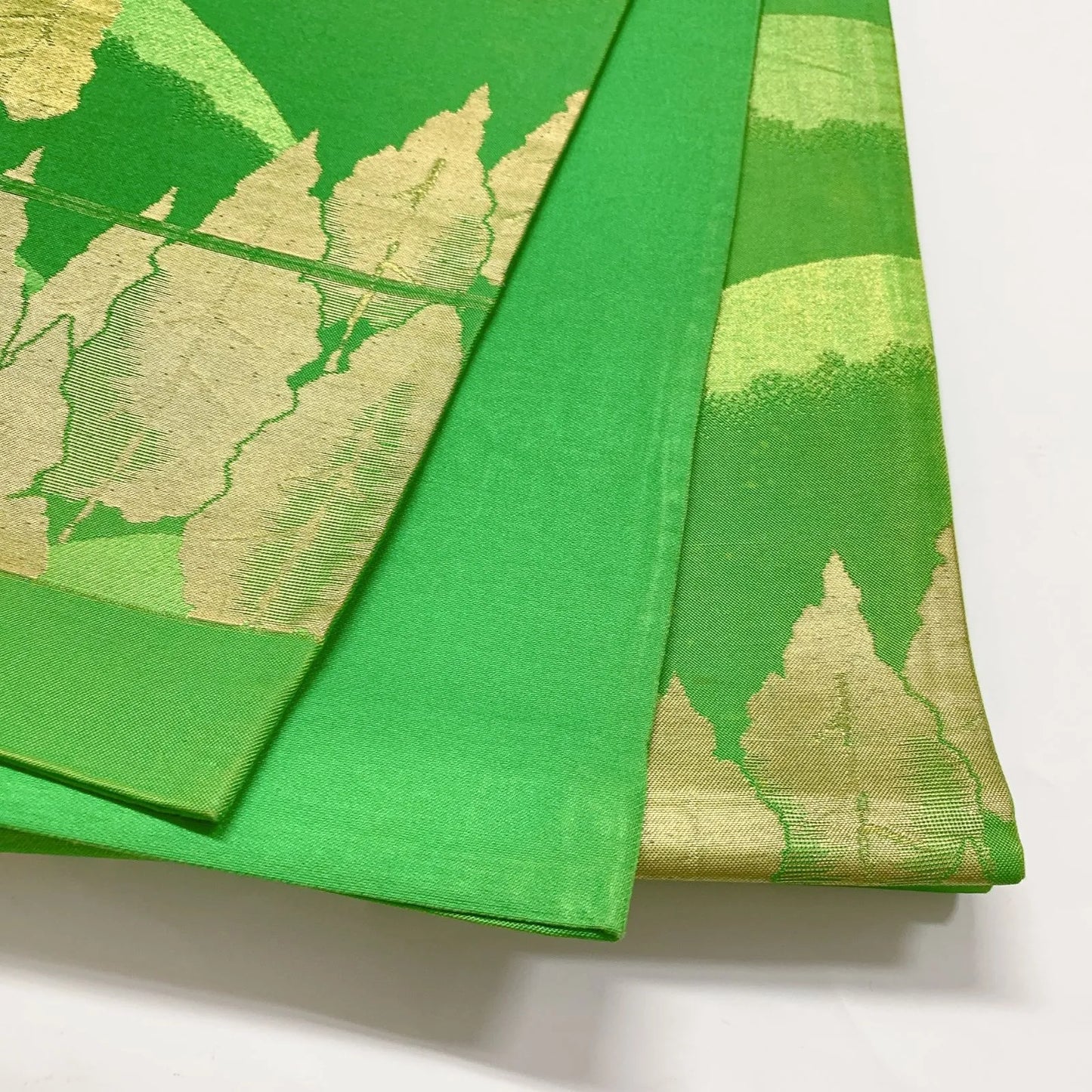 6633# Japanese Vintage Fukuro Obi Belt Kimono Fabric Silk Traditional Green