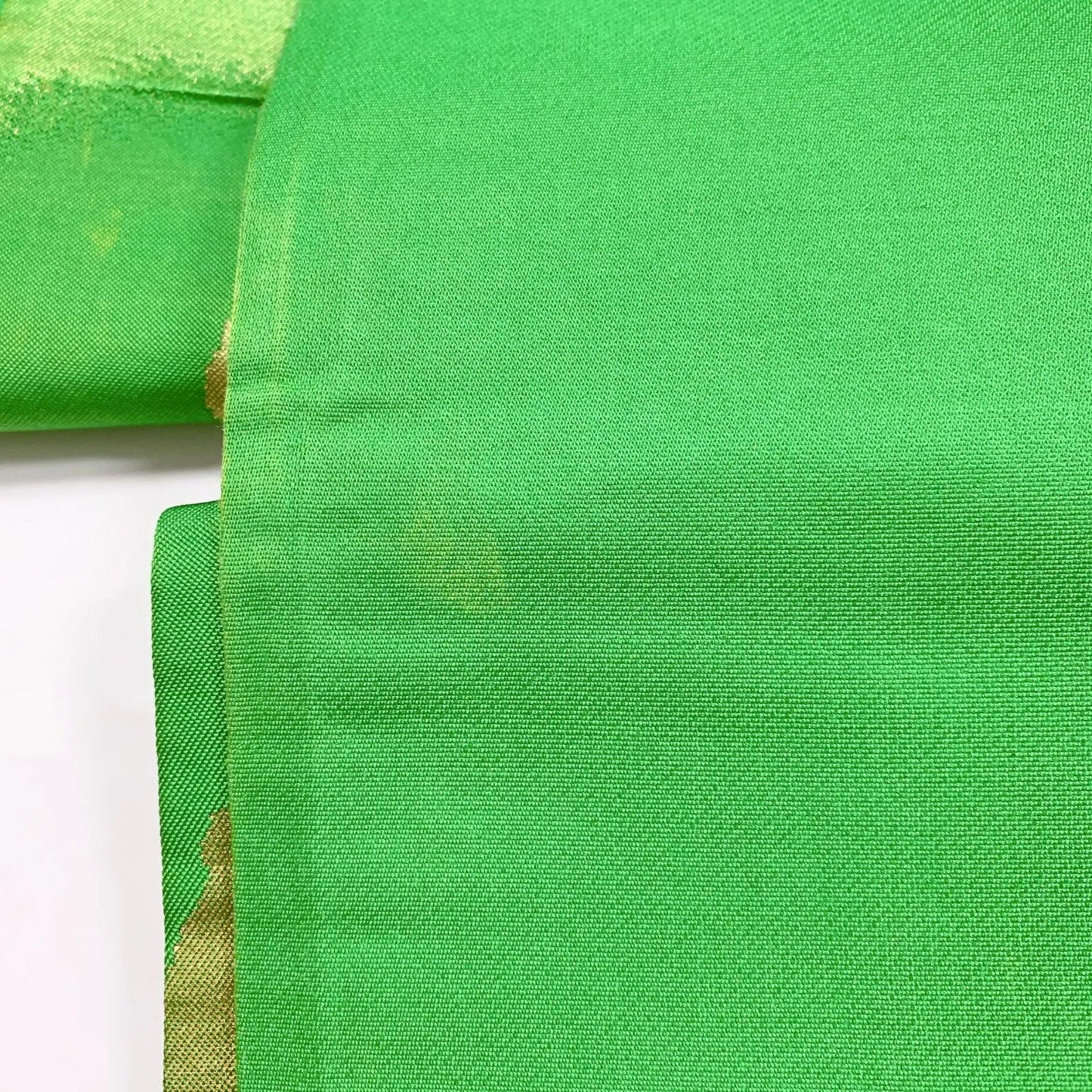 6633# Japanese Vintage Fukuro Obi Belt Kimono Fabric Silk Traditional Green