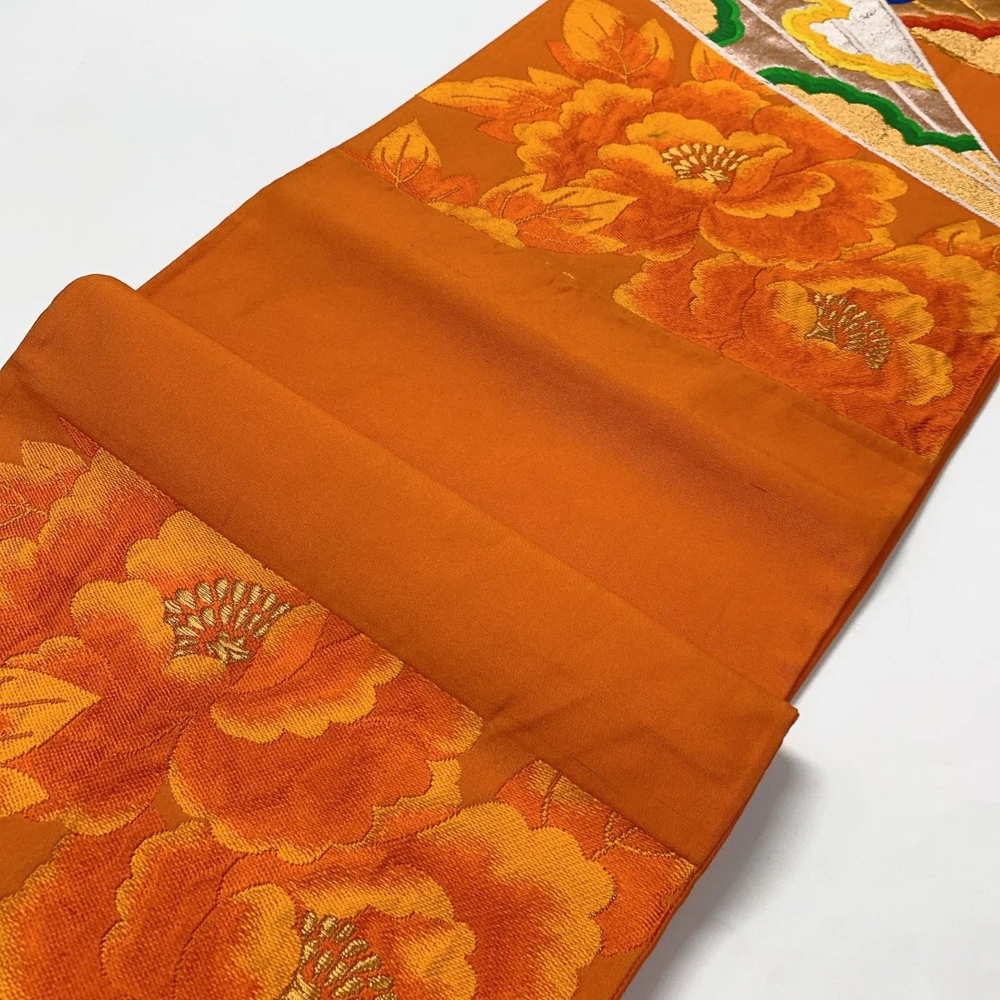 6637# Japanese Vintage Fukuro Obi Belt Kimono Fabric Silk Traditional Embroidery