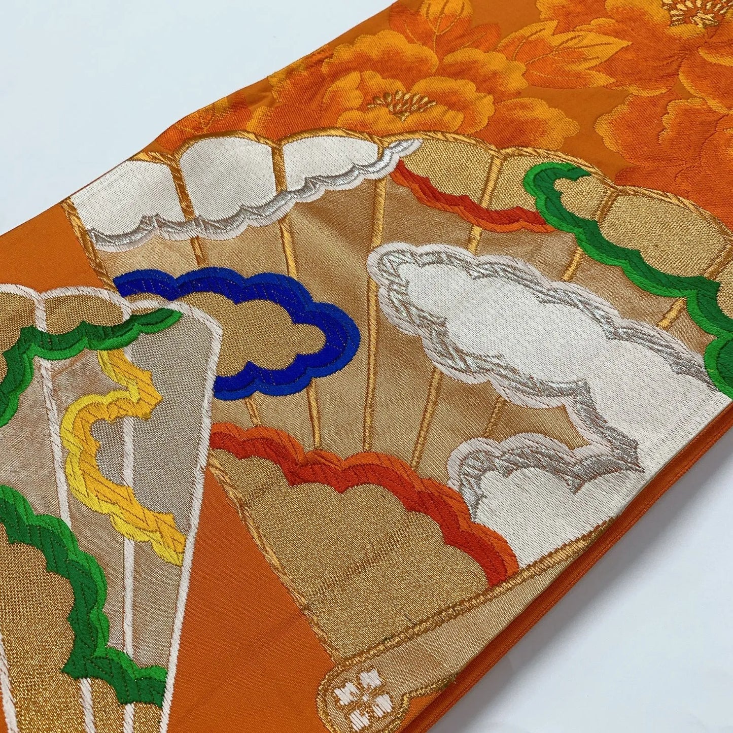 6637# Japanese Vintage Fukuro Obi Belt Kimono Fabric Silk Traditional Embroidery
