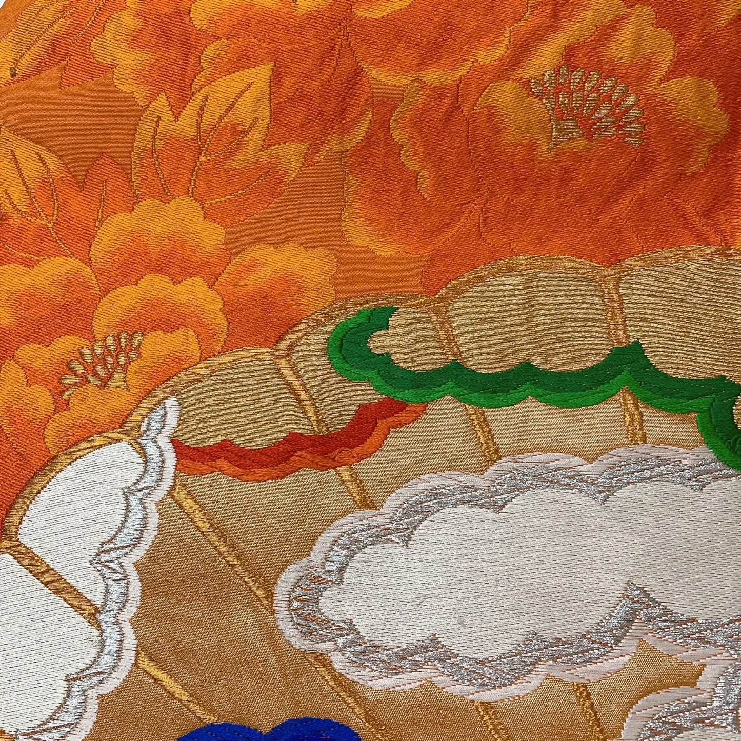 6637# Japanese Vintage Fukuro Obi Belt Kimono Fabric Silk Traditional Embroidery