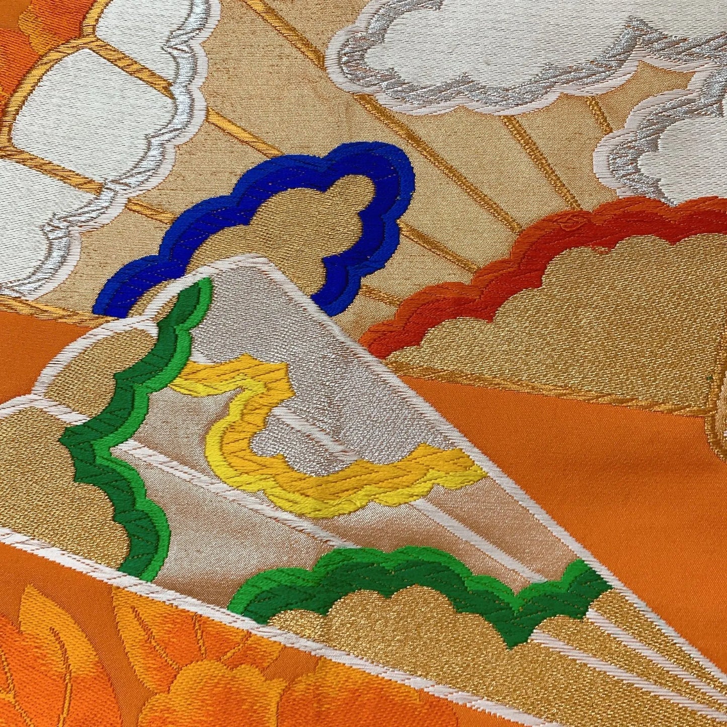 6637# Japanese Vintage Fukuro Obi Belt Kimono Fabric Silk Traditional Embroidery