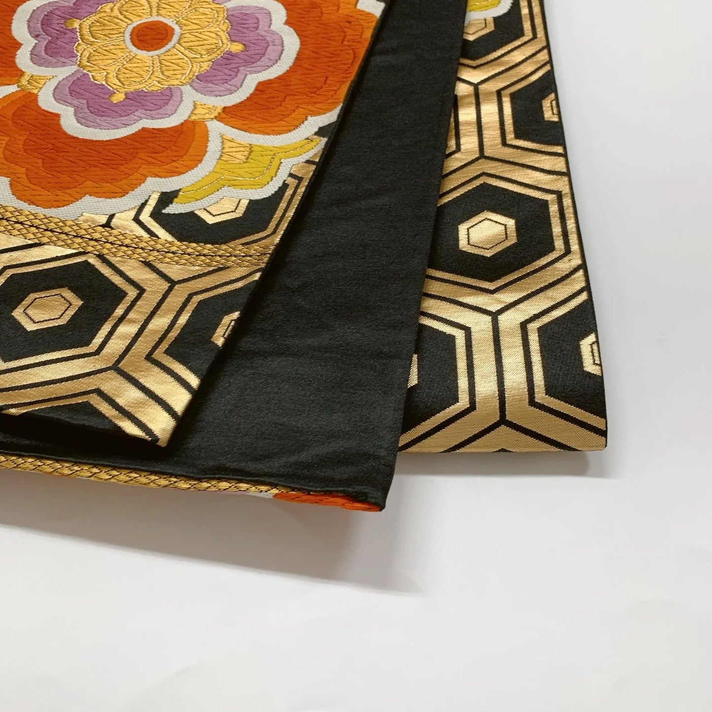 6638# Japanese Vintage Fukuro Obi Belt Kimono Fabric Silk Traditional Embroidery