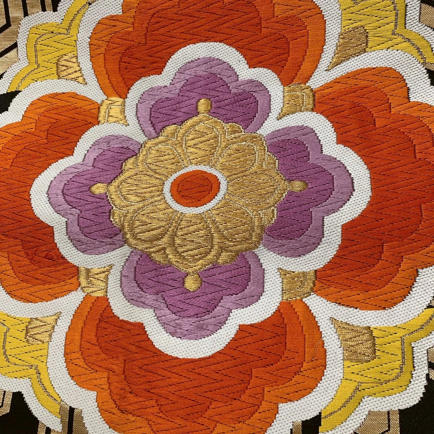 6638# Japanese Vintage Fukuro Obi Belt Kimono Fabric Silk Traditional Embroidery