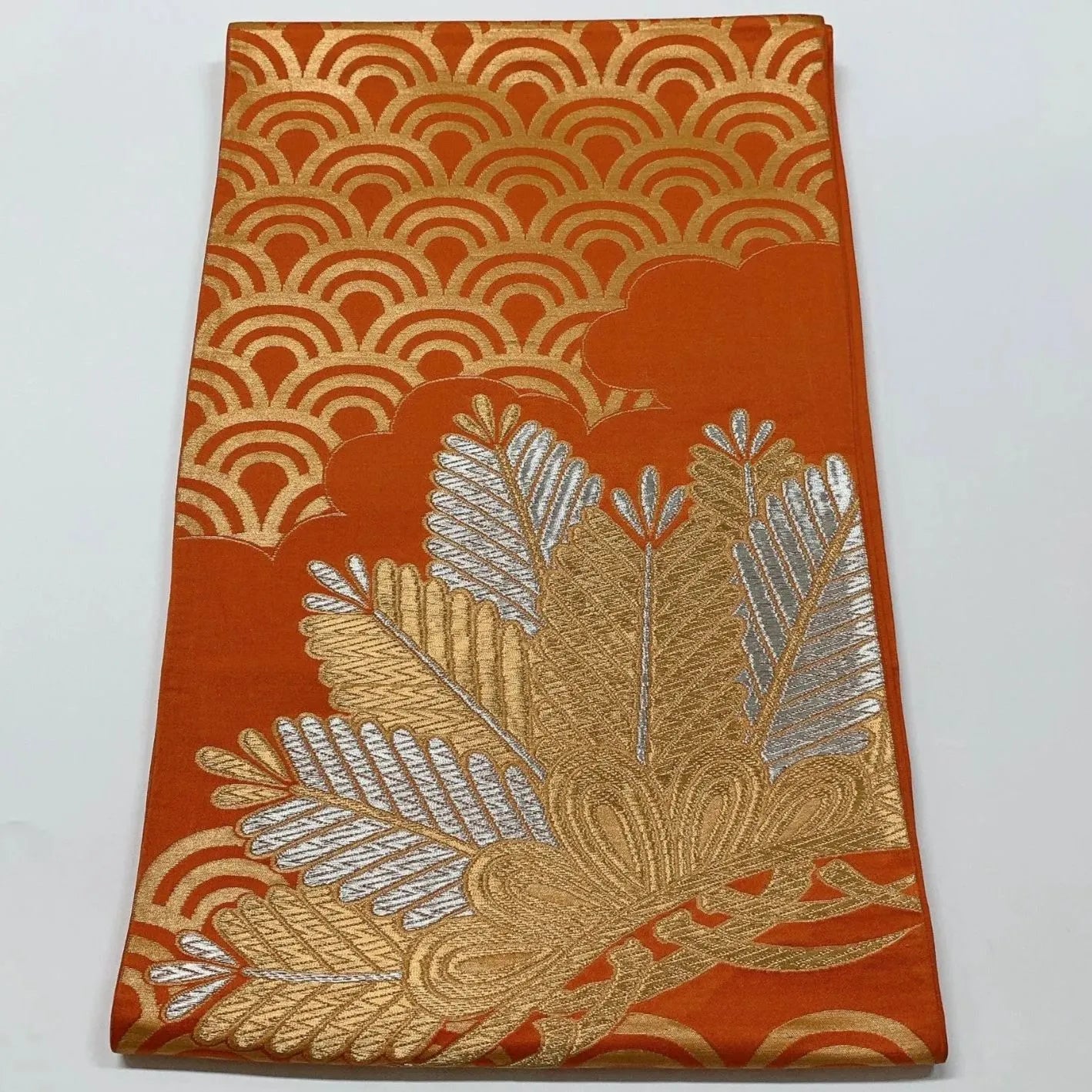 6621# Japanese Vintage Fukuro Obi Belt Kimono Fabric Silk Traditional