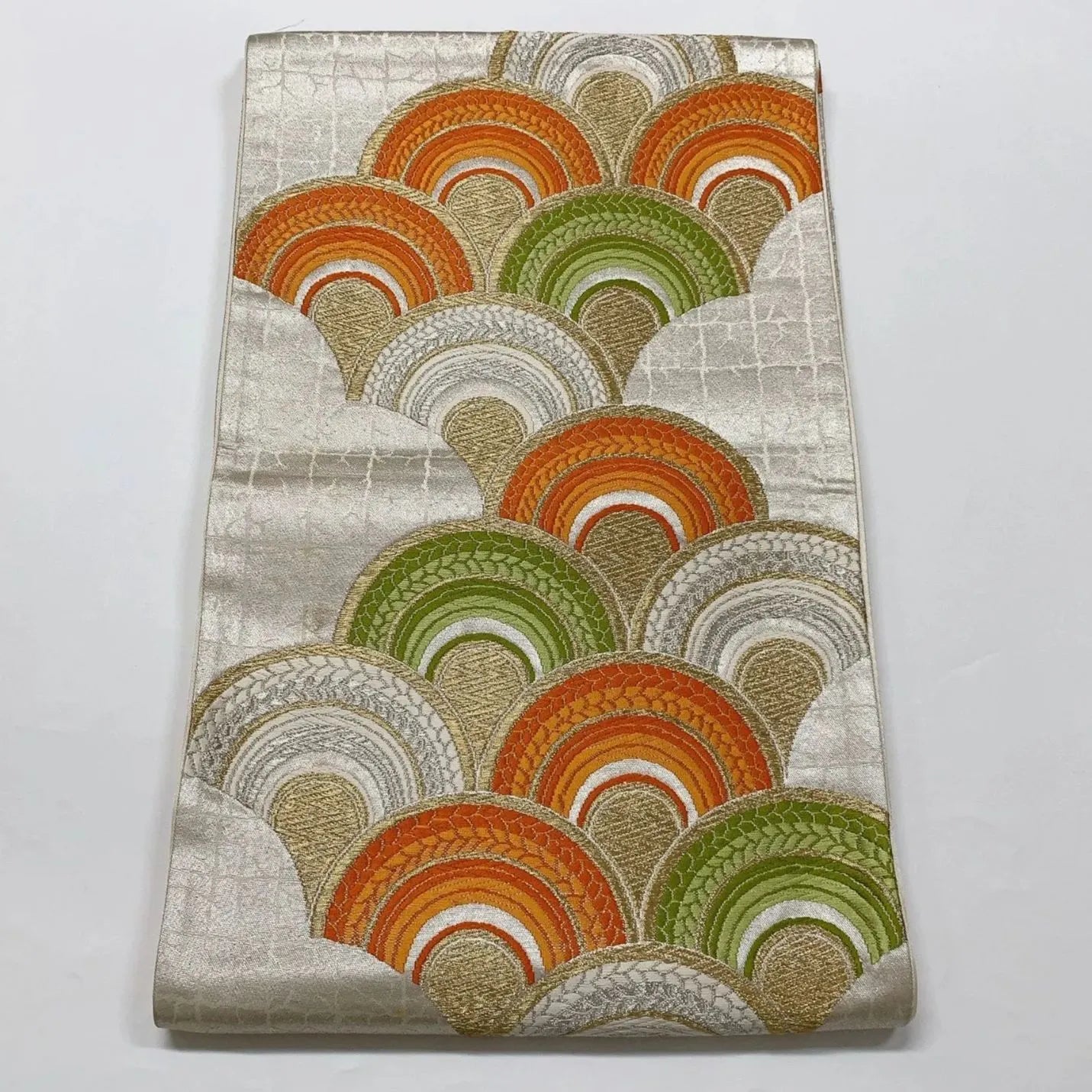 6624# Japanese Vintage Fukuro Obi Belt Kimono Fabric Silk Traditional Embroidery