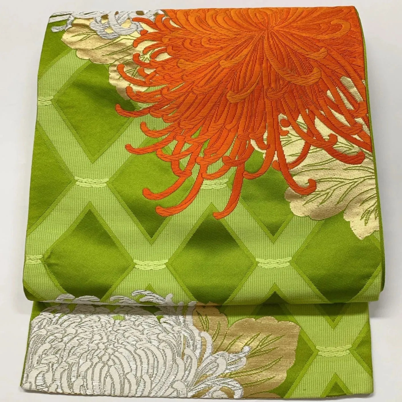 6631# Japanese Vintage Fukuro Obi Belt Kimono Fabric Silk Traditional Embroidery