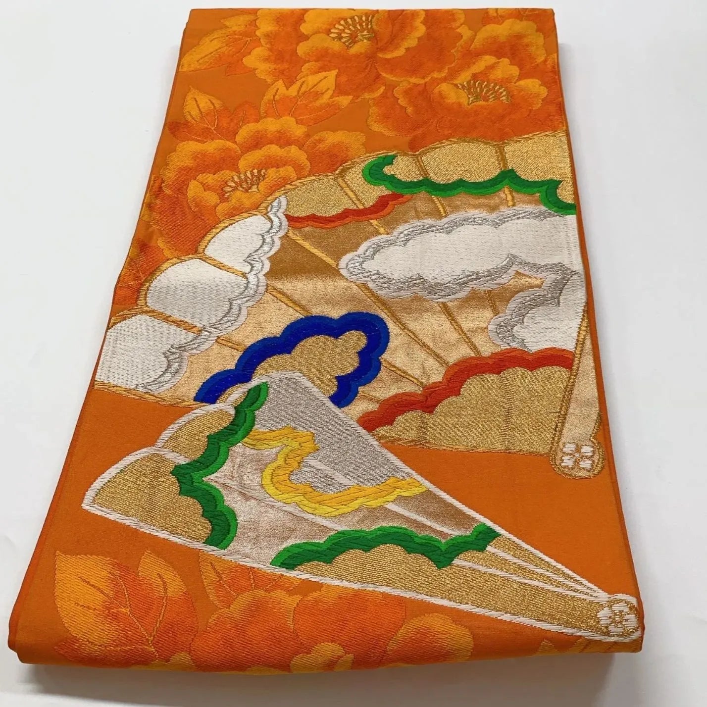 6637# Japanese Vintage Fukuro Obi Belt Kimono Fabric Silk Traditional Embroidery