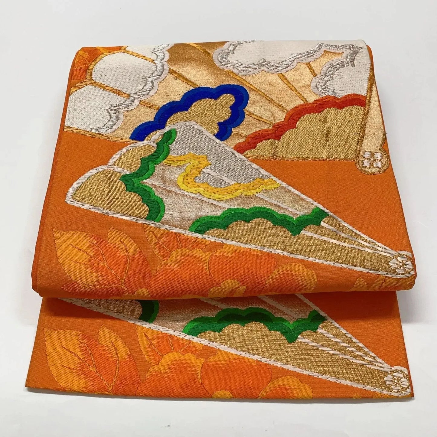 6637# Japanese Vintage Fukuro Obi Belt Kimono Fabric Silk Traditional Embroidery