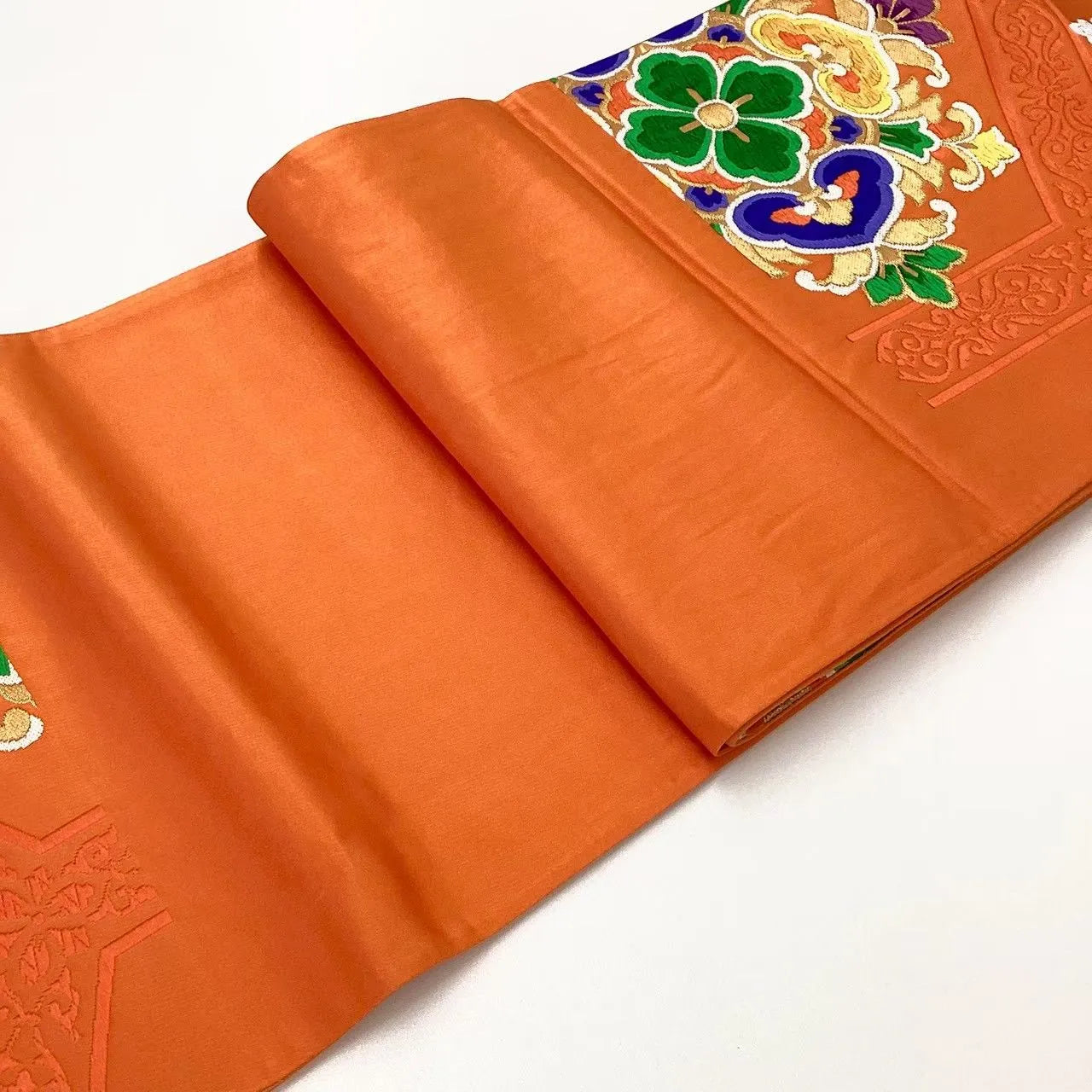 6643# Japanese Vintage Fukuro Obi Belt Kimono Fabric Silk Traditional Embroidery