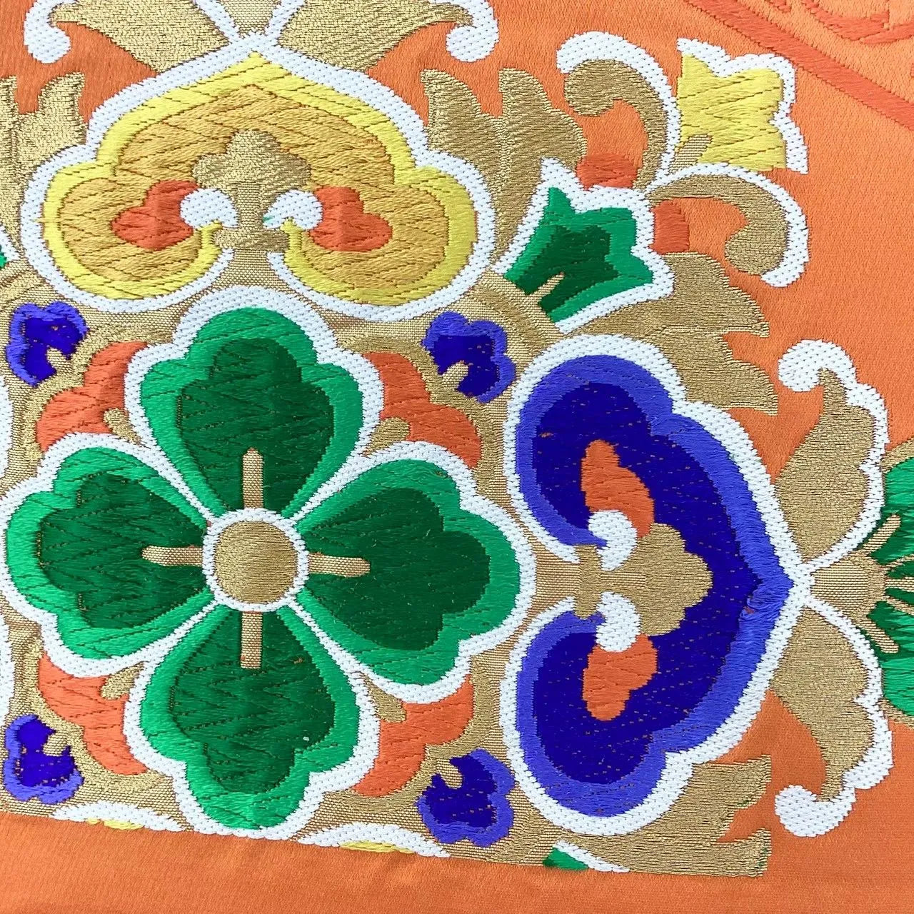 6643# Japanese Vintage Fukuro Obi Belt Kimono Fabric Silk Traditional Embroidery