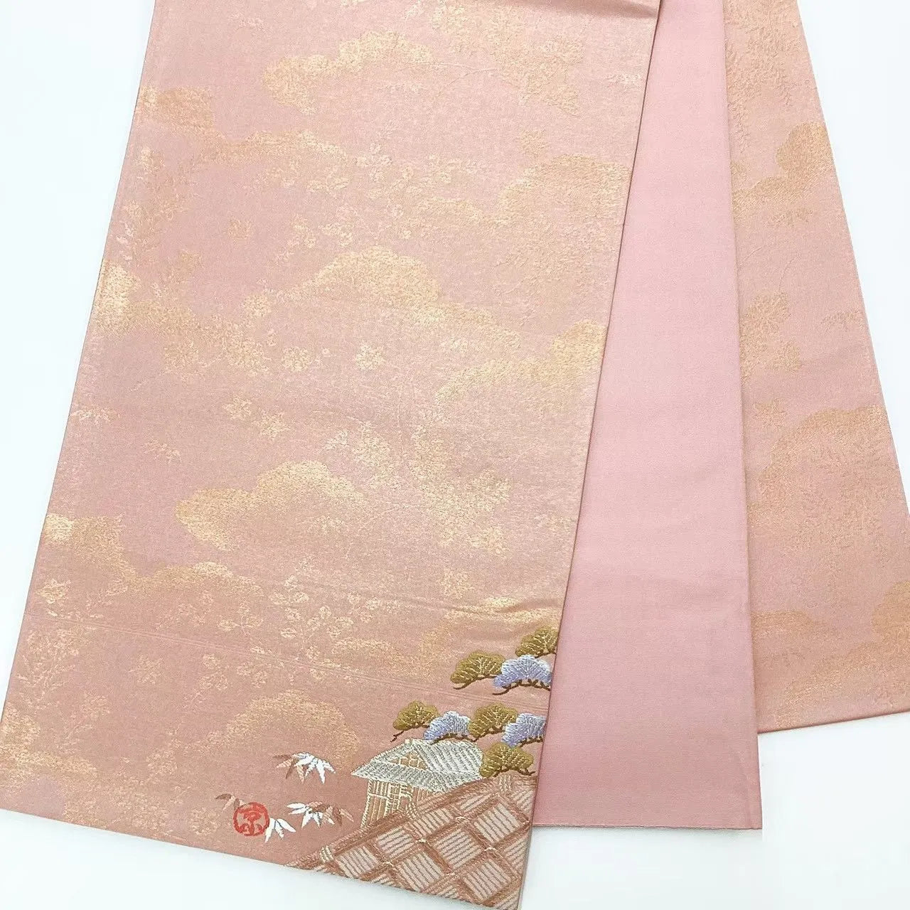 6647# Japanese Vintage Fukuro Obi Belt Kimono Fabric Silk Traditional Embroidery