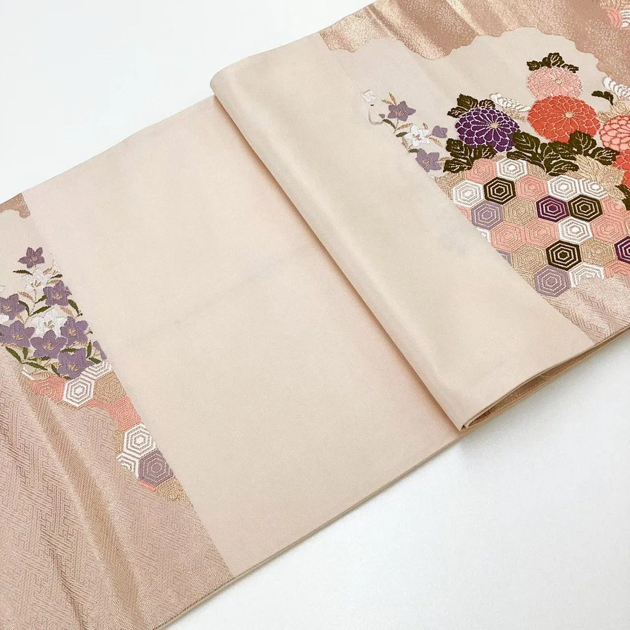 6649# Japanese Vintage Fukuro Obi Belt Kimono Fabric Silk Traditional Embroidery