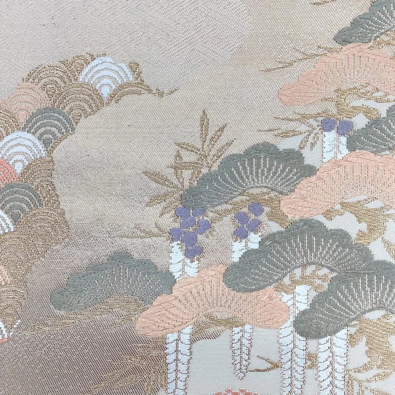 6649# Japanese Vintage Fukuro Obi Belt Kimono Fabric Silk Traditional Embroidery