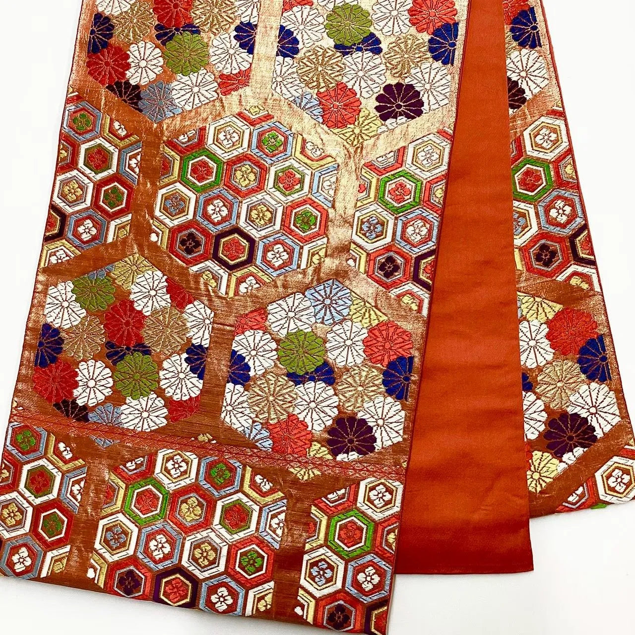 6654# Japanese Vintage Fukuro Obi Belt Kimono Fabric Silk Traditional Embroidery