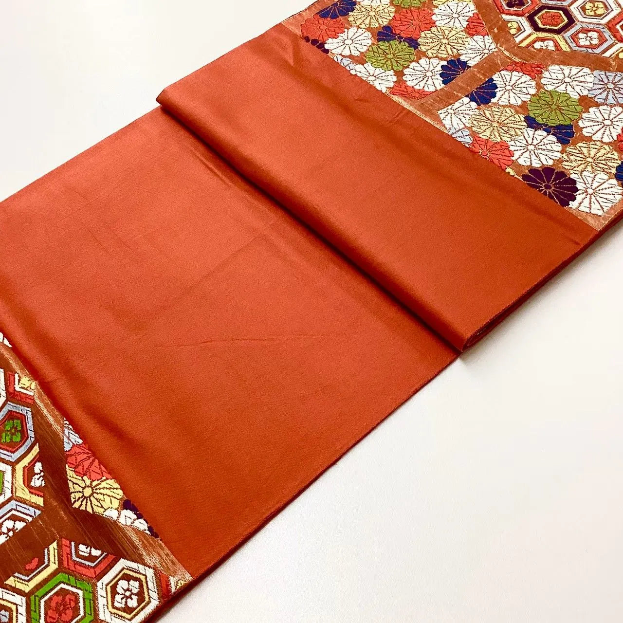 6654# Japanese Vintage Fukuro Obi Belt Kimono Fabric Silk Traditional Embroidery