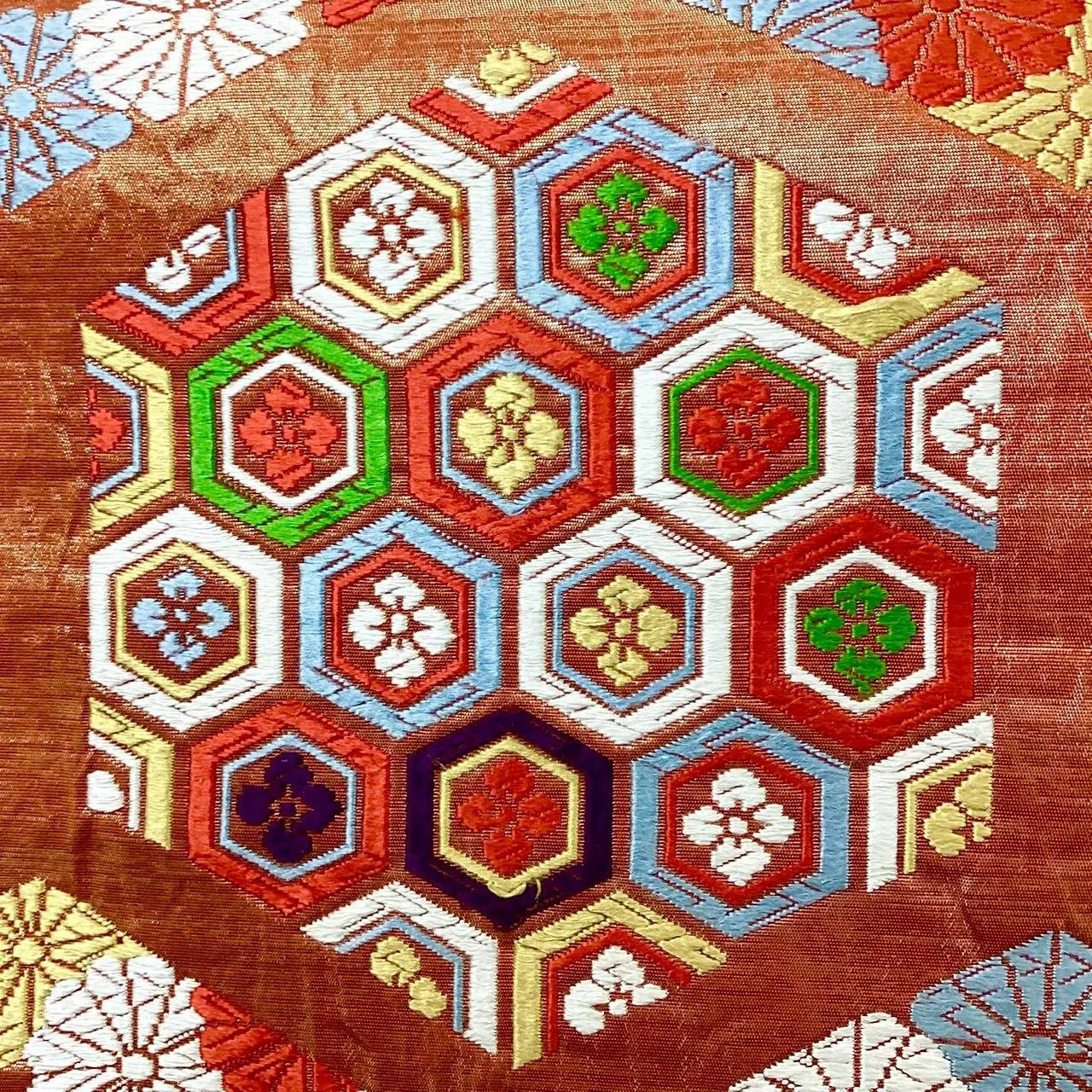 6654# Japanese Vintage Fukuro Obi Belt Kimono Fabric Silk Traditional Embroidery