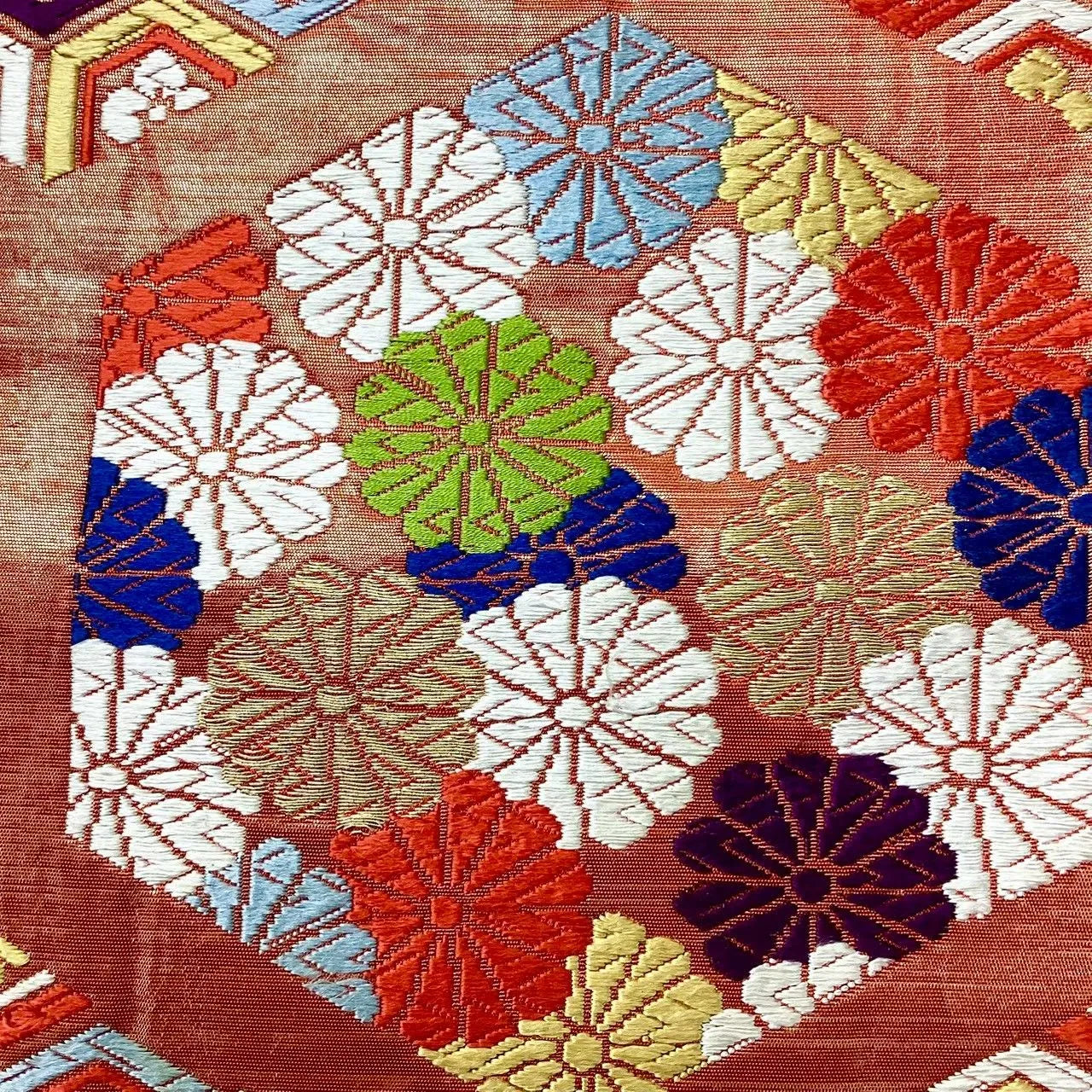 6654# Japanese Vintage Fukuro Obi Belt Kimono Fabric Silk Traditional Embroidery