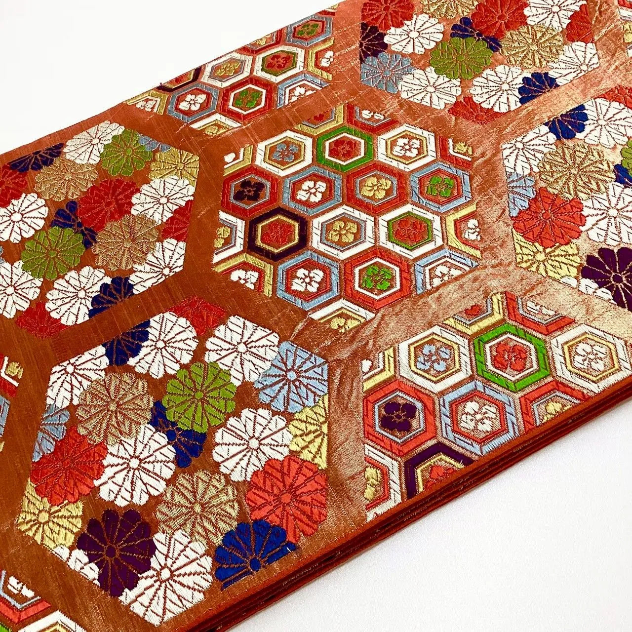 6654# Japanese Vintage Fukuro Obi Belt Kimono Fabric Silk Traditional Embroidery