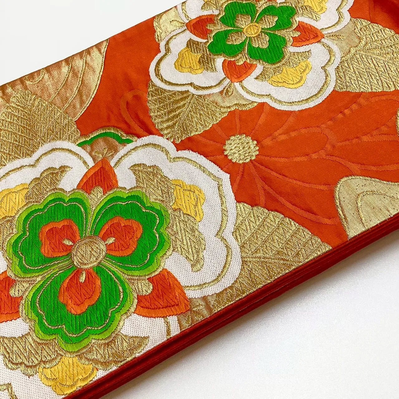 6656# Japanese Vintage Fukuro Obi Belt Kimono Fabric Silk Traditional
