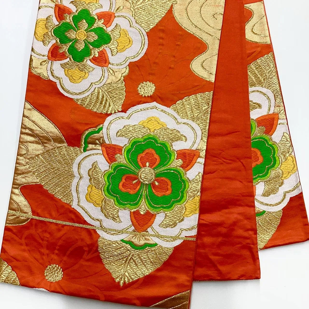 6656# Japanese Vintage Fukuro Obi Belt Kimono Fabric Silk Traditional