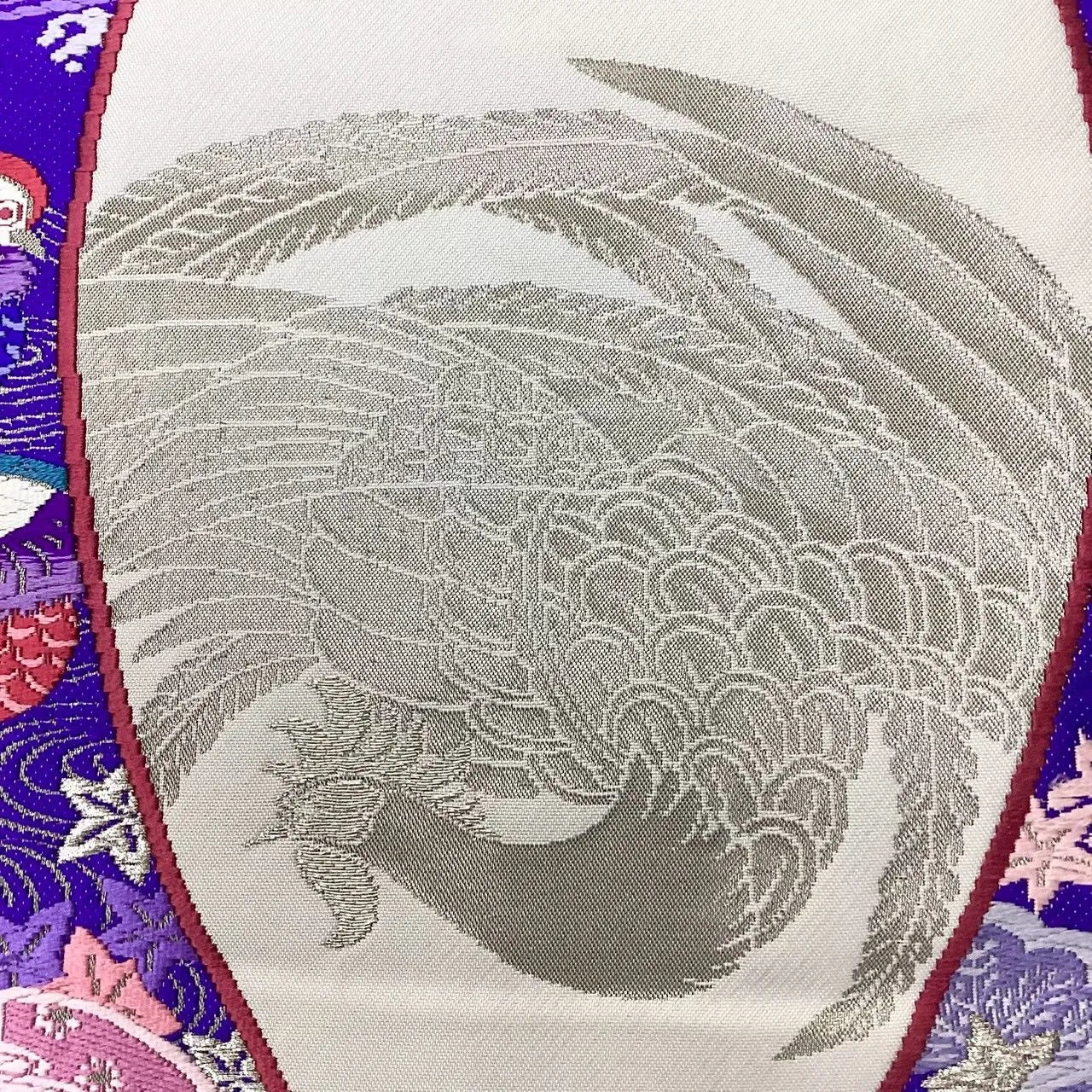 6659# Japanese Vintage Fukuro Obi Belt Kimono Fabric Silk Traditional Embroidery