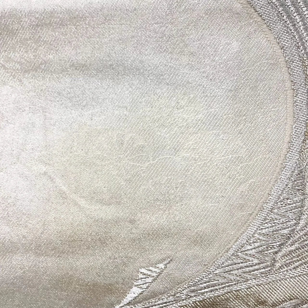 6660# Japanese Vintage Fukuro Obi Belt Kimono Fabric Silk Traditional Silver